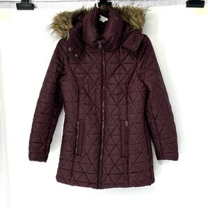 Marc New York Women's small Quilted Jacket with Faux Fur Hood